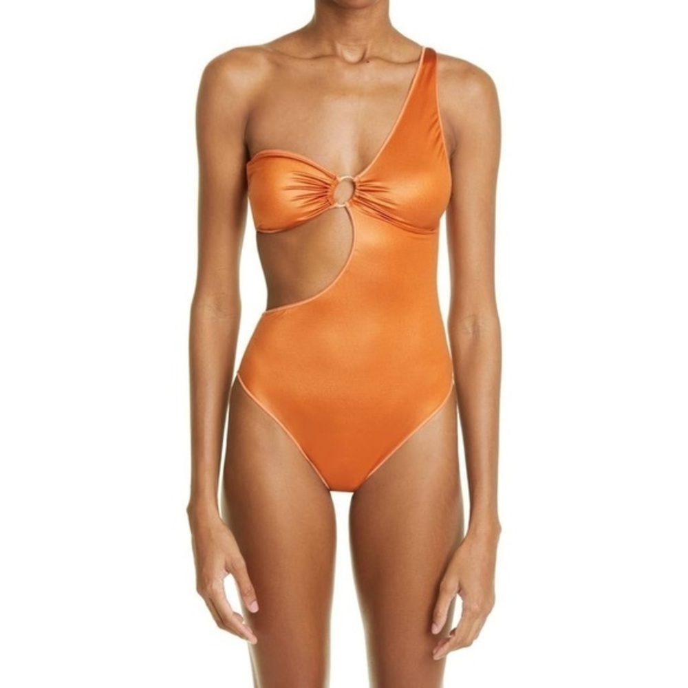 Oseree Orange One-Shoulder Swim One Piece